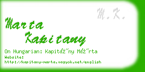 marta kapitany business card